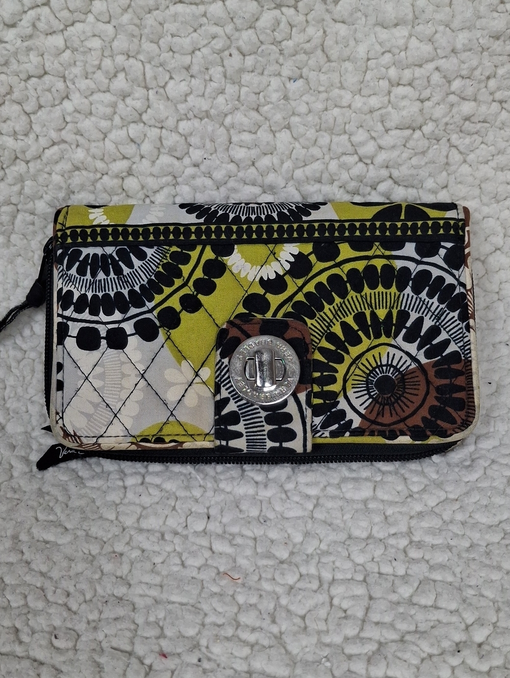 Vera Bradley Black White Olive Green Brown Quilted Wallet